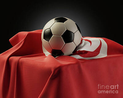 Retro Chairs - Soccer Ball And Tunisia Flag by Allan Swart