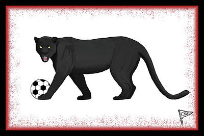 Sports Royalty-Free and Rights-Managed Images - Soccer Black Panther Red by College Mascot Designs
