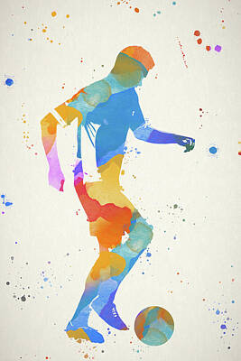 Football Painting Royalty Free Images - Soccer Player Color Splash Royalty-Free Image by Dan Sproul