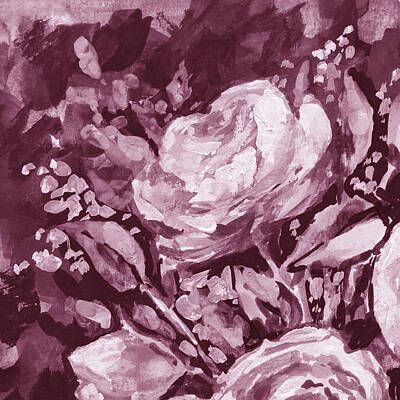 Impressionism Paintings - Soft Vintage Dusty Pink Flowers Bouquet Summer Floral Impressionism V by Irina Sztukowski