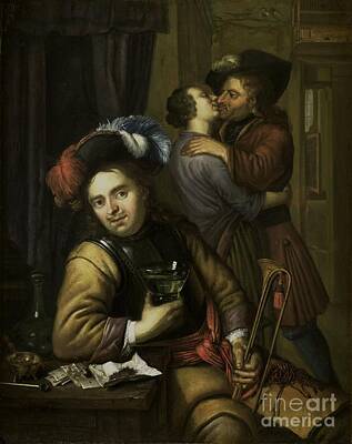 Chocolate Lover - Soldier Scene, Carel de Moor II attributed to, 1680 - 1738 by Shop Ability