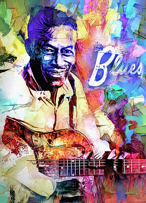 Musician Mixed Media Rights Managed Images - Son House Delta Blues Musician Royalty-Free Image by Mal Bray