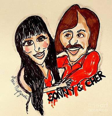 Recently Sold - Portraits Mixed Media - Sonny And Cher  by Geraldine Myszenski