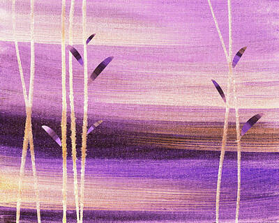Abstract Landscape Paintings - Soothing Morning Meditative Abstract Landscape In Soft Purple  by Irina Sztukowski