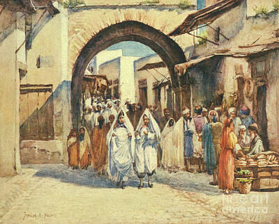 City Scenes Drawings - Souk el Hout, Tunis, g1 by Historic Illustrations