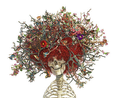 Best Sellers - Roses Digital Art - Space Jam Skull by Betsy Knapp