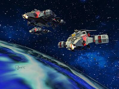 Science Fiction Royalty Free Images - Space Marines Drop 6 Royalty-Free Image by David Luebbert