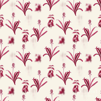 Food And Beverage Mixed Media - Spanish Bluebell Botanical Seamless Pattern in Viva Magenta n.1019 by Holy Rock Design