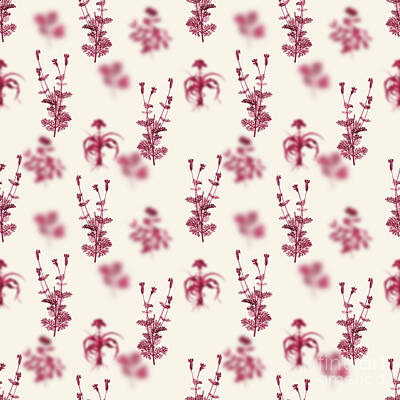 Roses Mixed Media - Spanish Lavender Botanical Seamless Pattern in Viva Magenta n.1061 by Holy Rock Design