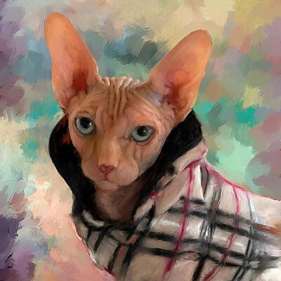 Portraits Paintings - Sphinx Cat Painting by Portraits By NC