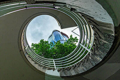 Glass Of Water Rights Managed Images - Spiral Staircase View of The Henderson Building - Hong Kong Royalty-Free Image by Rick Shea
