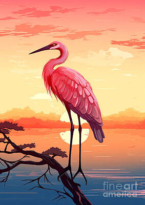 Airplane Paintings Royalty Free Images - Spoonbill bird Royalty-Free Image by Rhys Jacobson