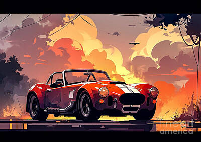 Sports Drawings - Sport car AC Cobra 1 by Destiney Sullivan