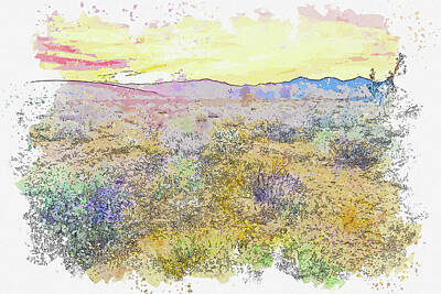 Golden Gate Bridge Rights Managed Images - Spring in  Mojave Desert California, watercolor, by Ahmet Asar Royalty-Free Image by Celestial Images