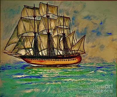 Abstract Stripe Patterns - SS Crew Sail Ship by Michael Silbaugh