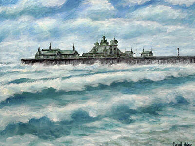 Wildlife Cabin Royalty Free Images - St Annes on Sea Pier 1906 Stormy Seas Royalty-Free Image by Ronald Haber