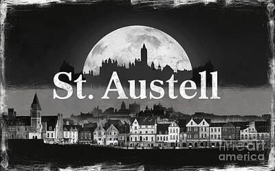 City Scenes Paintings - St Austell Skyline Travel City in England by Cortez Schinner