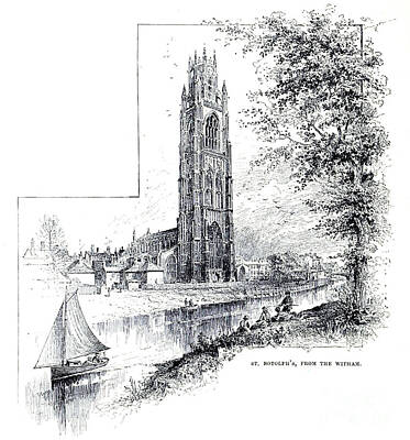 City Scenes Drawings - St. Botolphs from the Witham Boston, Lincolnshire v1 by Historic Illustrations