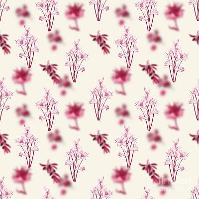 Lilies Mixed Media -  St. Brunos Lily Botanical Seamless Pattern in Viva Magenta n.0337 by Holy Rock Design