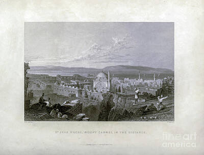 Grateful Dead Royalty Free Images - St. Jean DAcre, Mount Carmel in the Distance t1 Royalty-Free Image by Historic illustrations