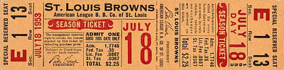 Sports Royalty-Free and Rights-Managed Images - St Louis Browns Baseball Ticket by David Hinds