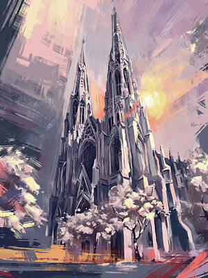 City Scenes Digital Art - St Patricks Cathedral Scene by Bekim M