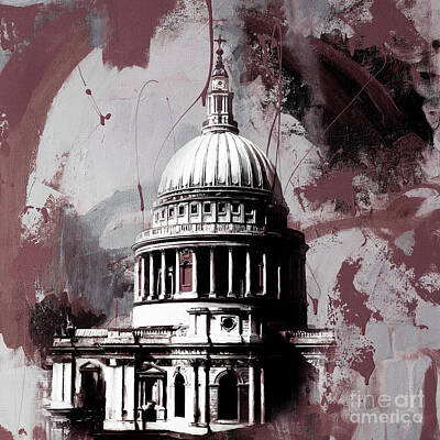 Football Painting Royalty Free Images - St Pauls Cathedral London 004 Royalty-Free Image by Gull G