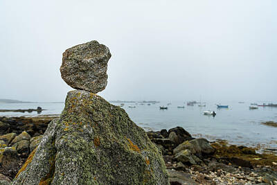 Bicycle Graphics - Stack of small rocks near the sea on a foggy day in summer by Stefan Rotter