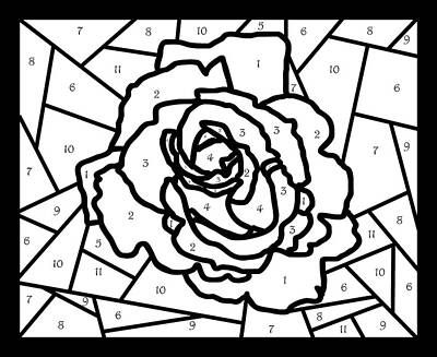 Best Sellers - Roses Digital Art - Stained Glass Rose Color By Number by Grace Joy Carpenter