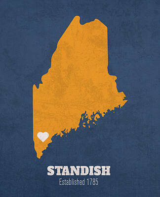 Cities Mixed Media Royalty Free Images - Standish Maine City Map Founded 1785 University of Southern Maine Color Palette Royalty-Free Image by Design Turnpike