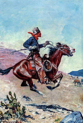 Featured Tapestry Designs - STANLEY L. WOOD  Pony Express Rider by Celestial Images