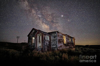 Modern Man Vintage Space Rights Managed Images - Star Trails and Milky Way in Bodie California Eastern Sierras Royalty-Free Image by Katrina Brown