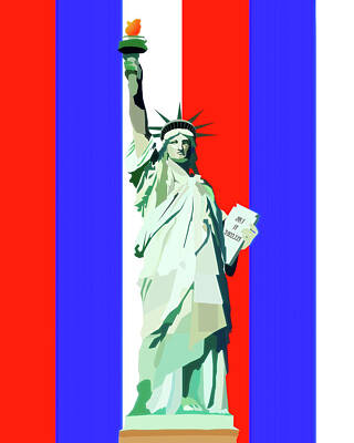 Romantic French Magazine Covers - Statue Of Liberty Design On Patriotic Background by Dan Sproul