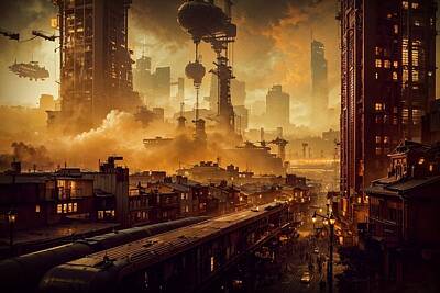 Science Fiction Rights Managed Images - Steam City 9 Royalty-Free Image by Chris Morris