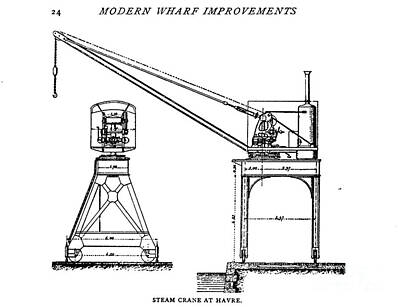 Cities Drawings - Steam Crane at Havre aa4 by Historic Illustrations