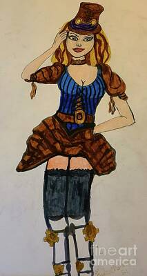 Steampunk Drawings - Steam Punk Girl by Shylee Charlton