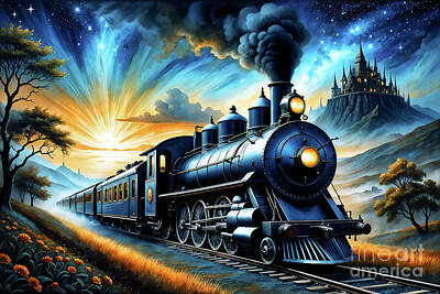 Landscapes Digital Art - Steam Train Memories by Ian Mitchell