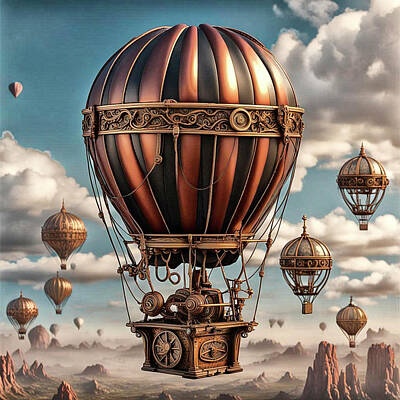 Steampunk Digital Art - Steampunk Balloon by Constantine Gregory