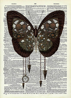 Steampunk Royalty-Free and Rights-Managed Images - Steampunk butterfly dictionary art by Mihaela Pater