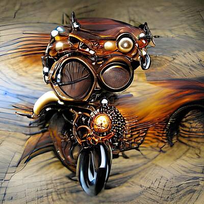 Steampunk Digital Art - Steampunk Delux Motorcycle  by Floyd Snyder