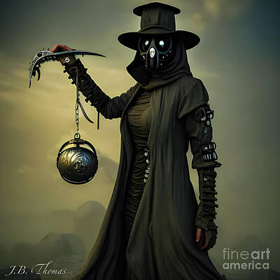 Steampunk Digital Art - Steampunk Female Plague Doctor 3 by JB Thomas