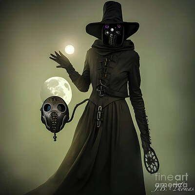 Steampunk Digital Art - Steampunk Female Plague Doctor 5 by JB Thomas