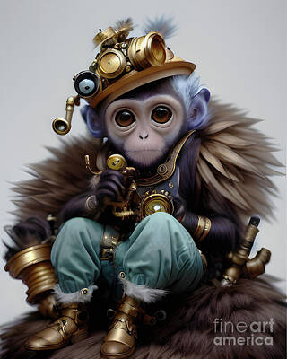 Steampunk Royalty Free Images - Steampunk Gibbon Cole Royalty-Free Image by Mary Machare