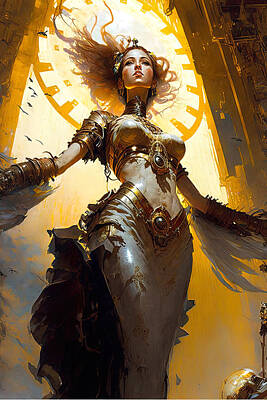 Fantasy Paintings - Steampunk Goddess, 02 by AM FineArtPrints