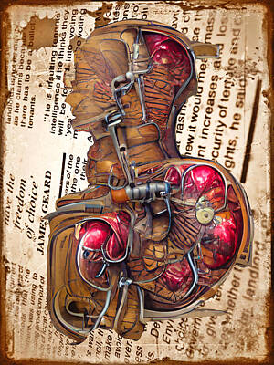Steampunk Mixed Media - Steampunk Human Anatomy by Ann Leech