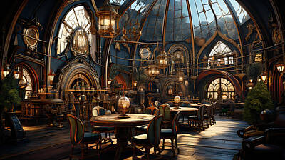 Steampunk Digital Art - Steampunk Interior by Evie Carrier