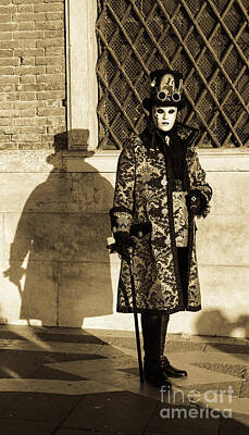 Steampunk Photos - Steampunk mask at Carnival in Venice. Sepia by Elena Dijour