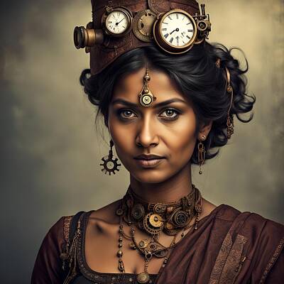 Steampunk Royalty-Free and Rights-Managed Images - Steampunk portrait 4 by Kristen O