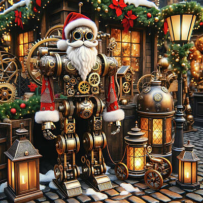 Steampunk Royalty Free Images - Steampunk Santa Claus Royalty-Free Image by Robert Lancione