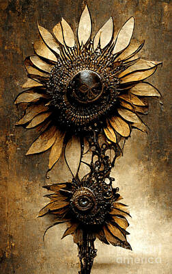 Steampunk Royalty-Free and Rights-Managed Images - Steampunk sunflower by Sabantha